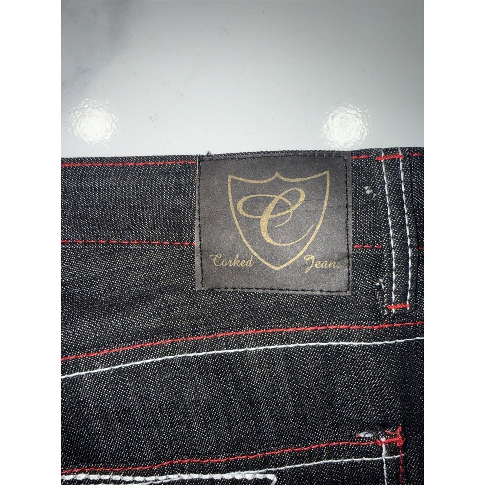 Corked Jeans‎ Shorts Mens 40x28 Black Denim Embroidered Pockets 100% Cotton - Picture 5 of 8